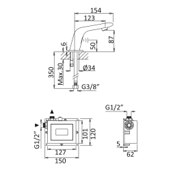Безконтактний змішувач для умивальника 6.0V ELECTRONIC 130 001 5 BRUMA