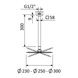 Стельова лійка з тримачем з нержавійки Ø250 мм SHOWER SYSTEMS 145 537 0 BRUMA