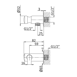 Кутовий вивід з кріпленням для шлангу SHOWER SYSTEMS 145 590 9 BRUMA