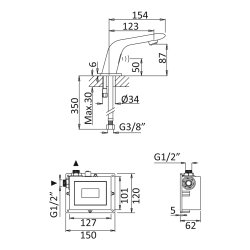 Безконтактний змішувач для умивальника 6.0V ELECTRONIC 130 001 5 BRUMA