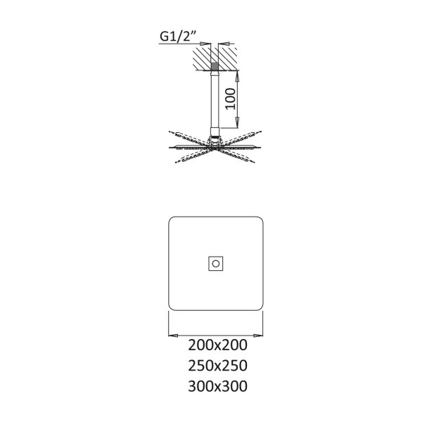 Стельова лійка з тримачем SHOWER SYSTEMS 145 533 6 BRUMA Стельова лійка з тримачем SHOWER SYSTEMS 145 533 6 BRUMA
