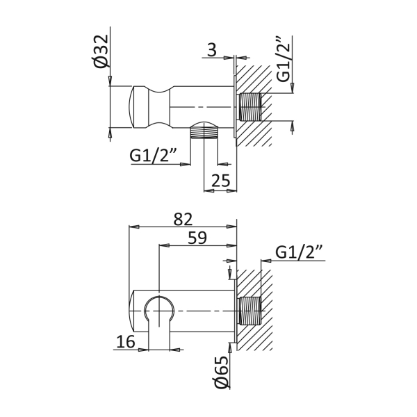 Кутовий вивід з кріпленням для шлангу SHOWER SYSTEMS 145 590 9 BRUMA