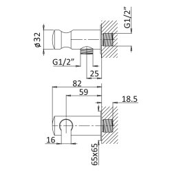Кутовий вивід з кріпленням для шлангу SHOWER SYSTEMS 145 591 0 BRUMA
